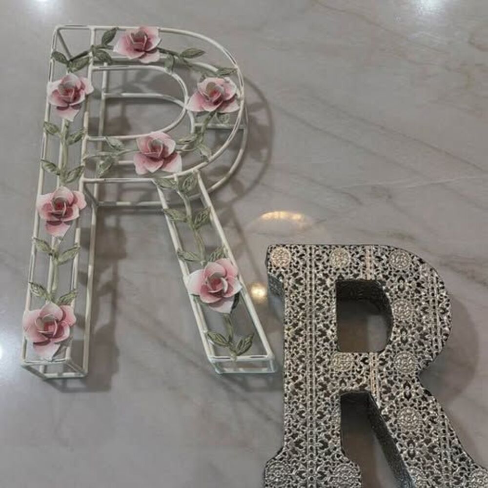 Decorative Letter “R” Wall or Shelf Decor – Set of 2 Monogram Letters